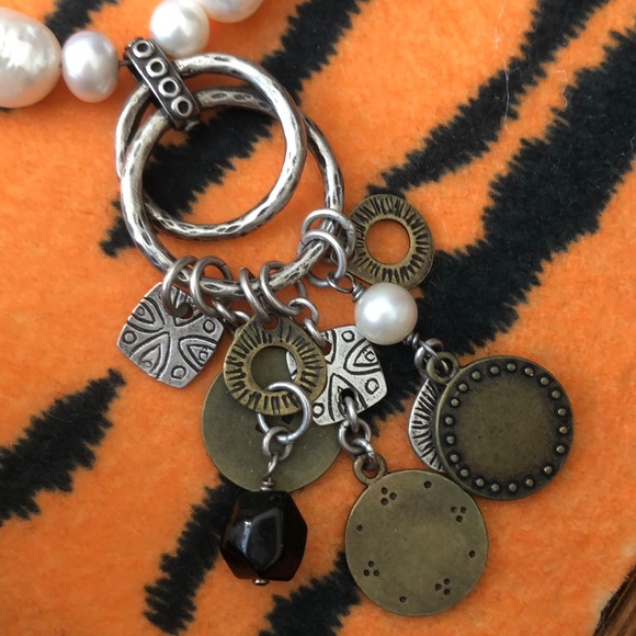 Silpada Faux Leather SS Brass Coin Necklace - Picture 7 of 8